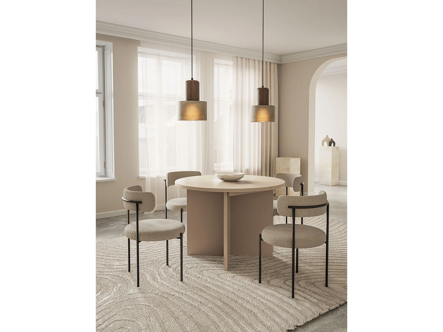 Eettafel rond – Cappuccino – uitschuifbaar – 110–190×110 cm – Ovo