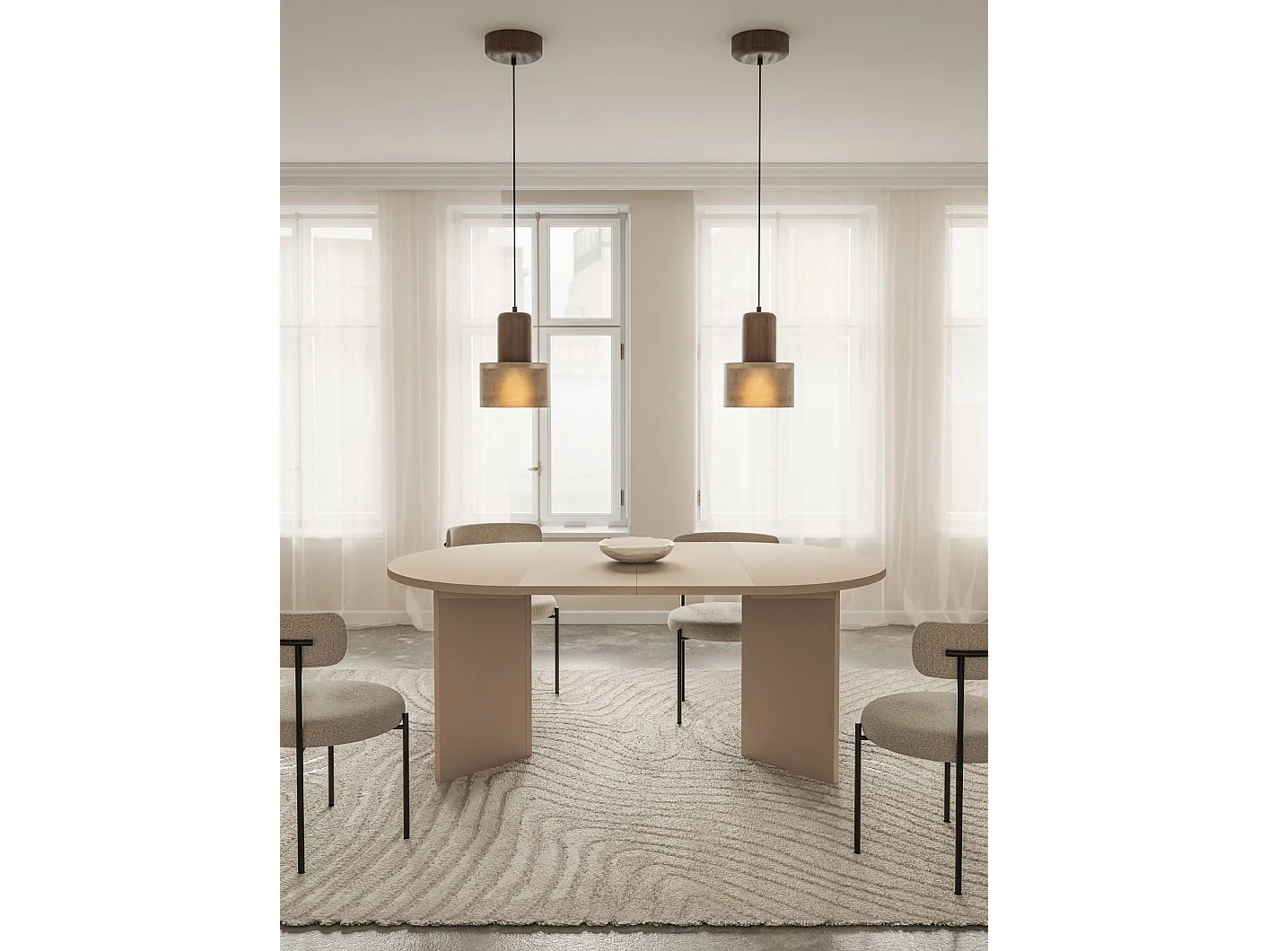 Eettafel rond – Cappuccino – uitschuifbaar – 110–190×110 cm – Ovo