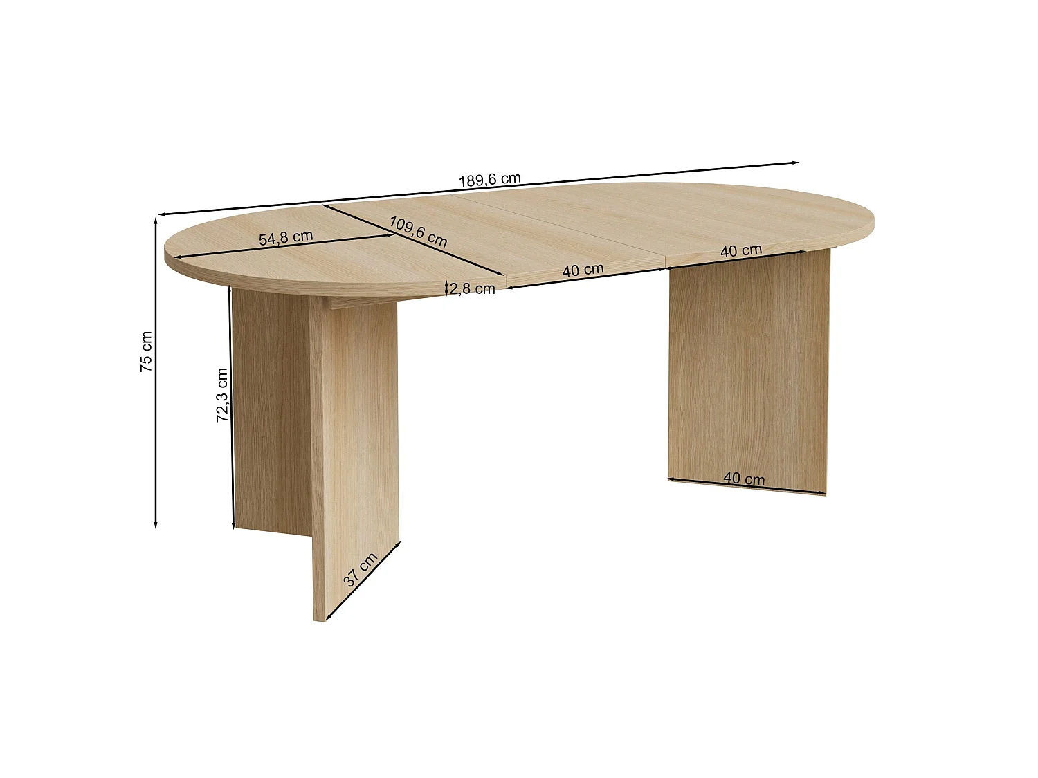 Eettafel rond – Cappuccino – uitschuifbaar – 110–190×110 cm – Ovo