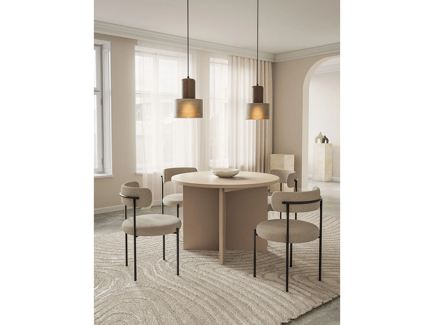 Eettafel rond – Cappuccino – uitschuifbaar – 110–190×110 cm – Ovo