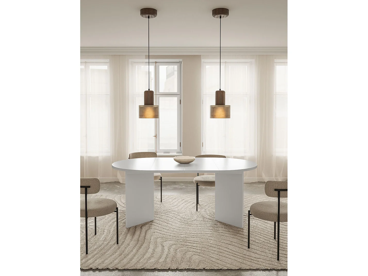 Eettafel rond – Wit – uitschuifbaar – 110–190×110 cm – Ovo