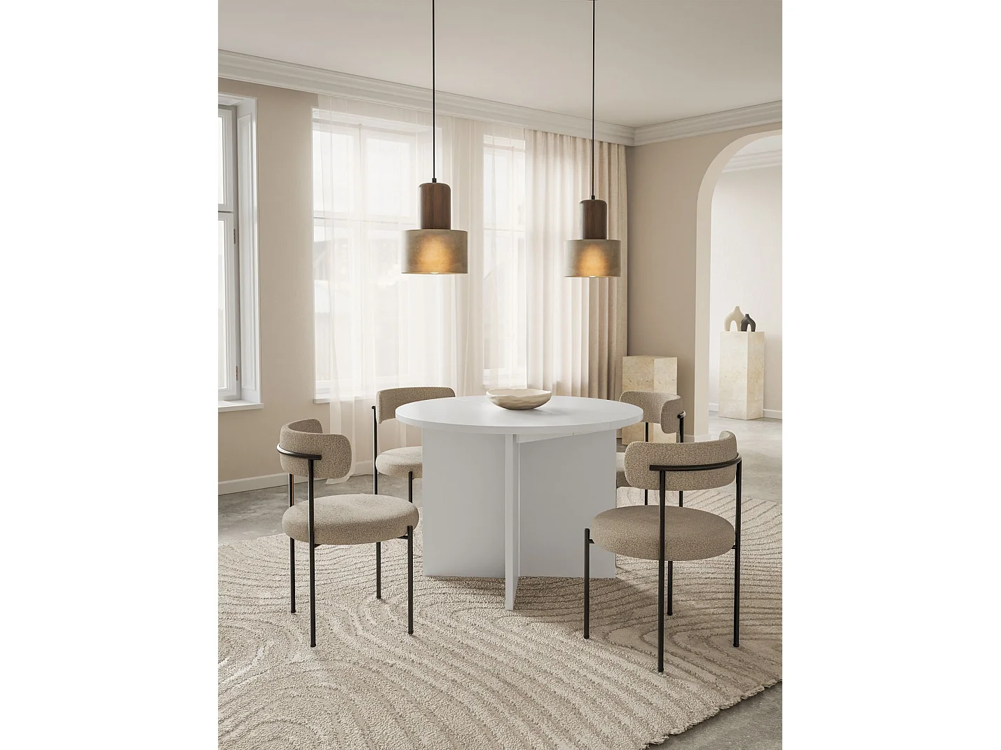 Eettafel rond – Wit – uitschuifbaar – 110–190×110 cm – Ovo