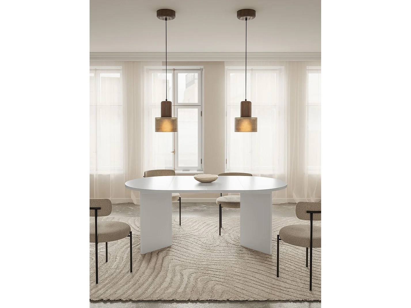 Eettafel rond – Wit – uitschuifbaar – 110–190×110 cm – Ovo