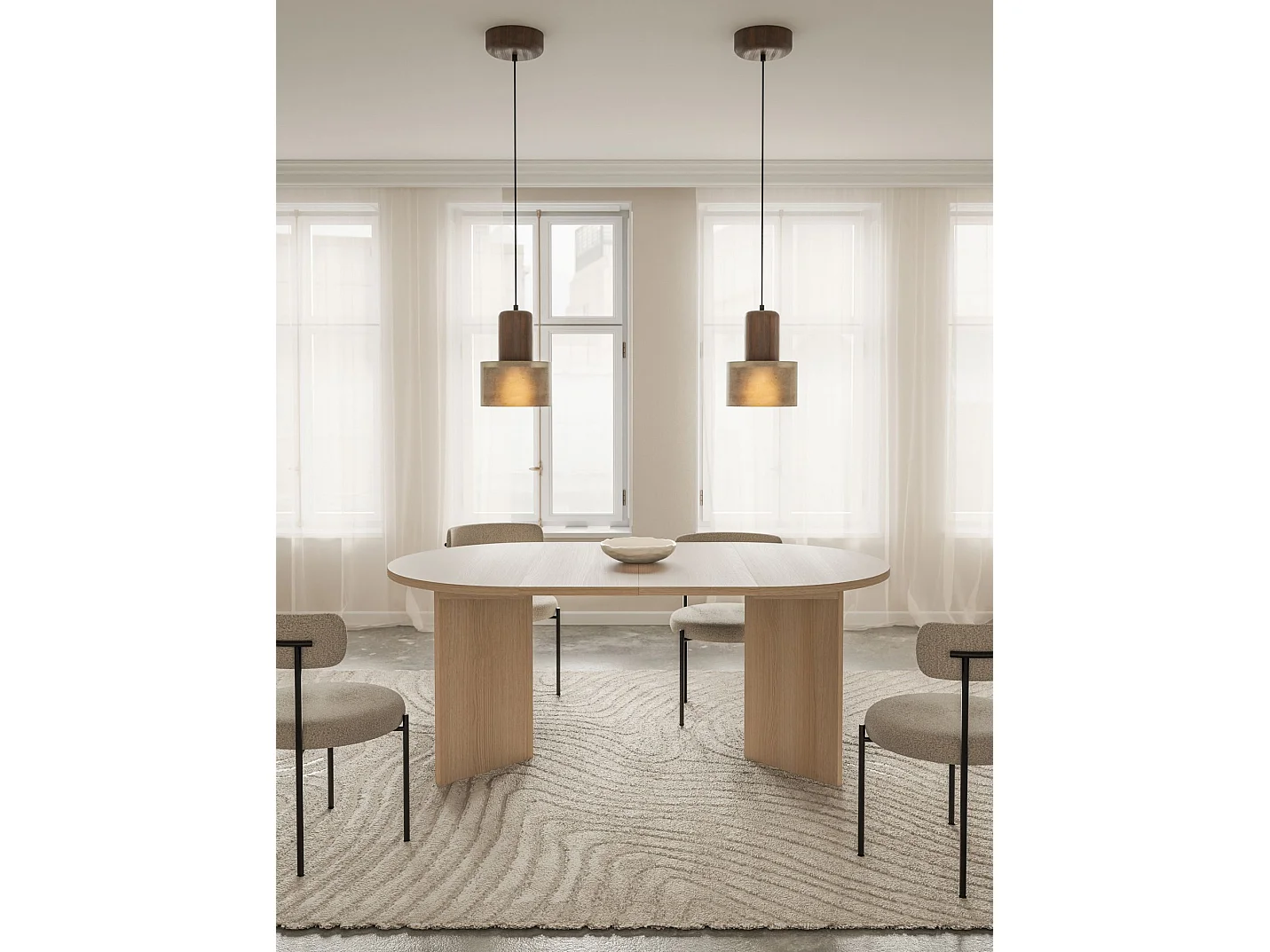 Esstisch rund – Holzoptik Eiche Lindberg – ausziehbar – 110–190×110 cm – OVO