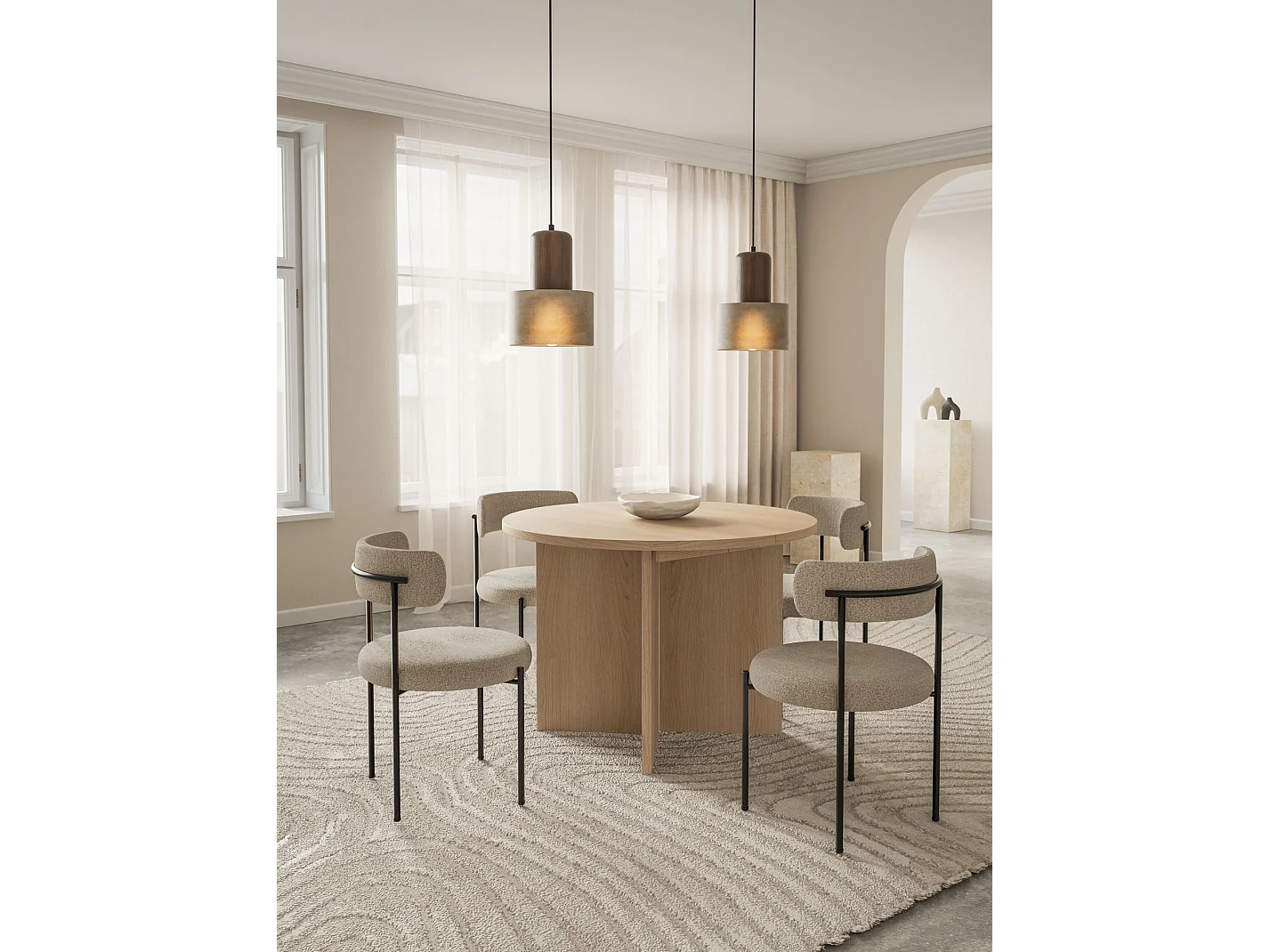 Esstisch rund – Holzoptik Eiche Lindberg – ausziehbar – 110–190×110 cm – OVO