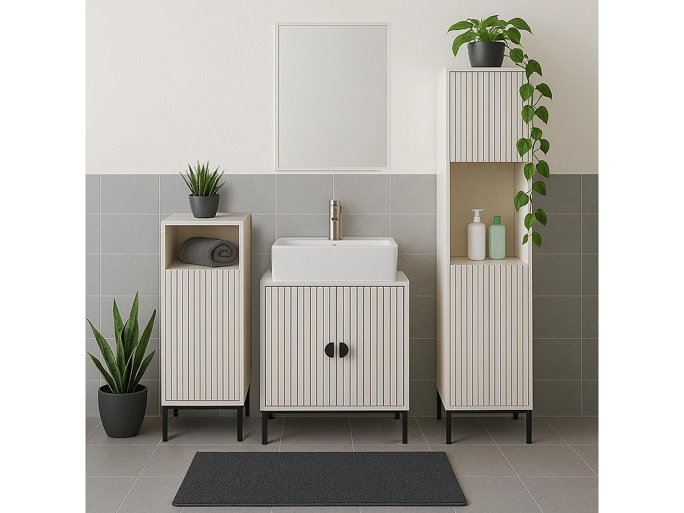 Commode MCW-O42,  aspect bois beige