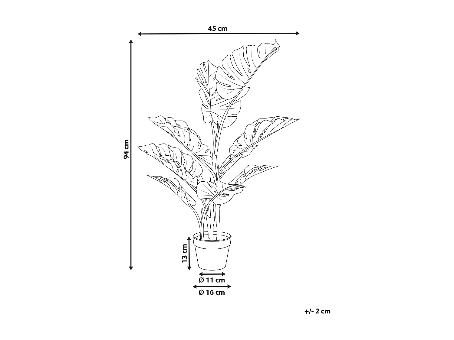 Kunstpflanze im Blumentopf 94 cm MONSTERA PLANT
