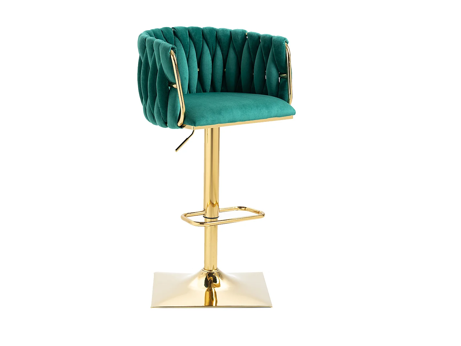Tabourets de bar 53x51x105 cm avec Dossier et repose-pieds Pivotant à 360° en vert pour Salon et salle à manger