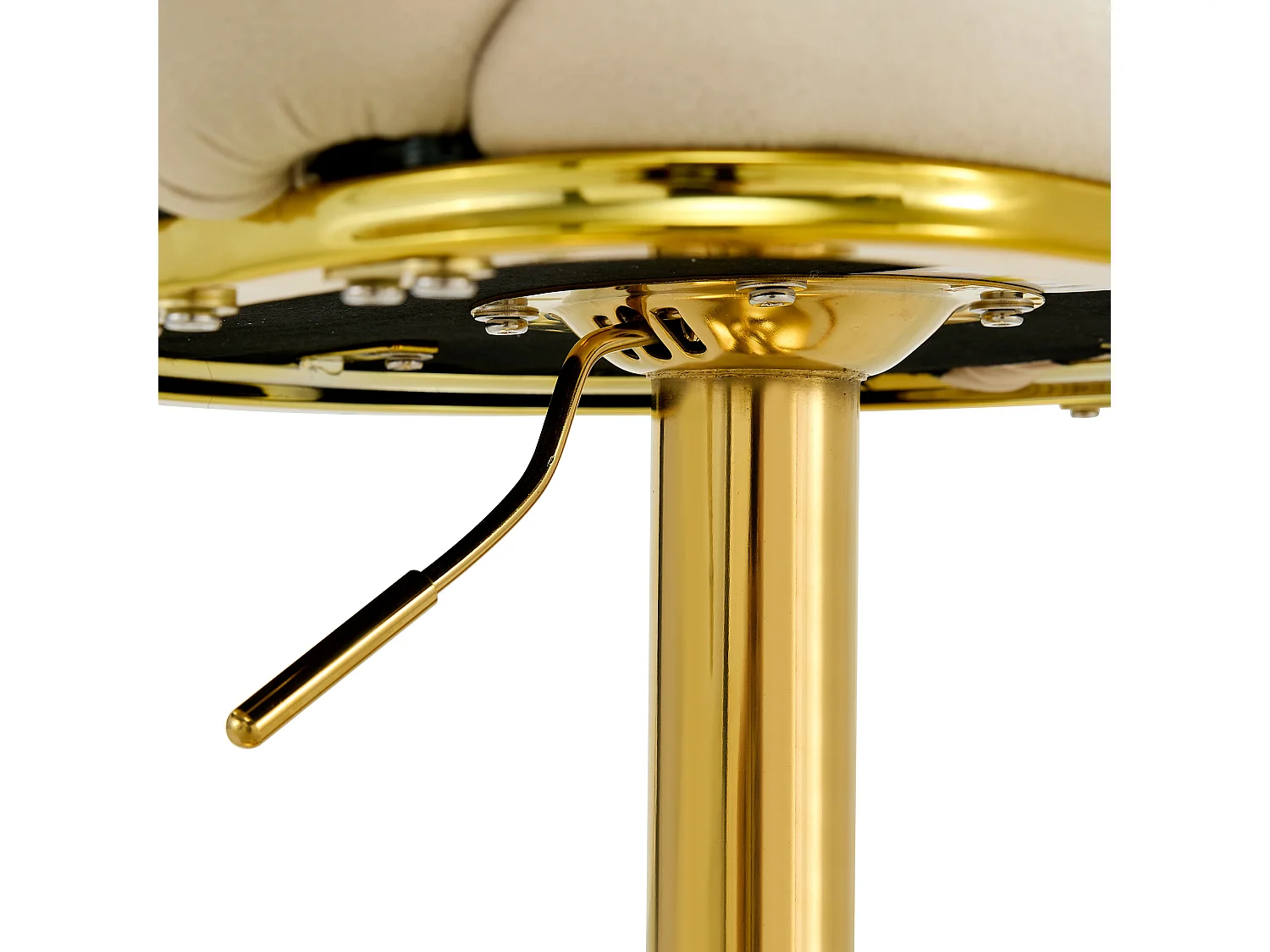 Barkruk Verstelbaar Scandinavische stijl Comftfunctie Verguld metalen frame Fluweel bekleding Cr猫me