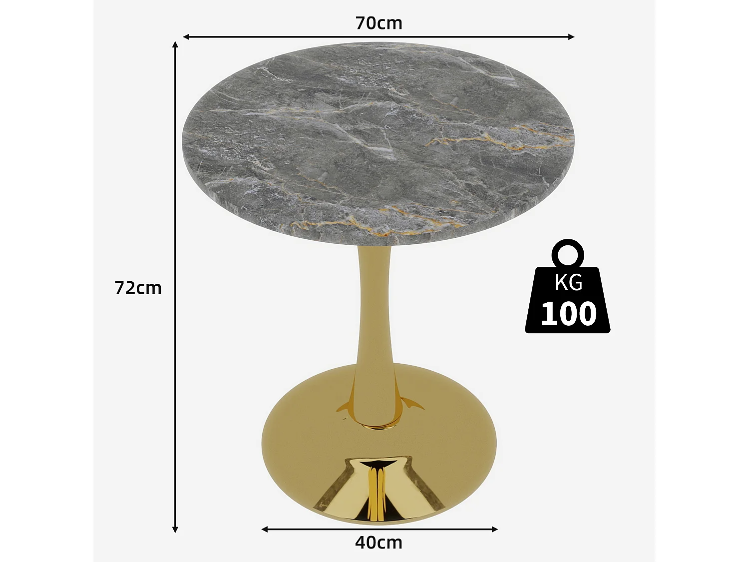 Table basse ronde, design minimaliste, multi usages, ambiance raffinée, marbre artificiel doré
