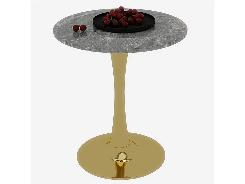 Table basse ronde, design minimaliste, multi usages, ambiance raffinée, marbre artificiel doré