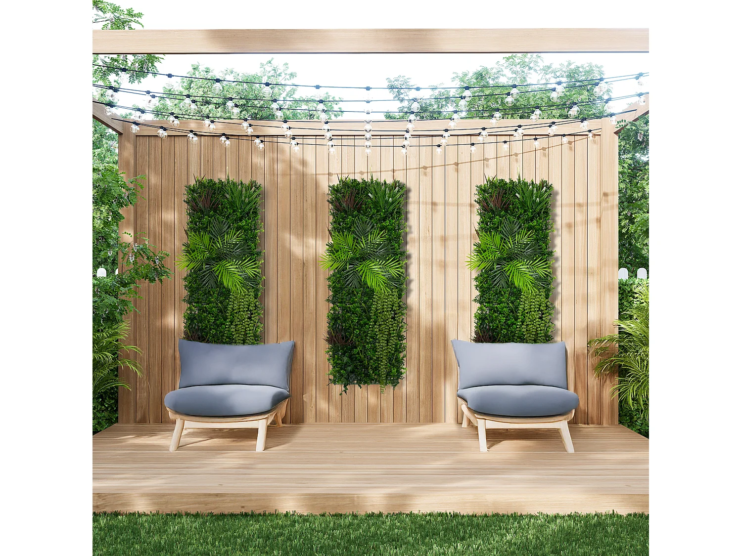 2 Panneaux Muraux Végétal Artificiel 50 x 150cm l Alina