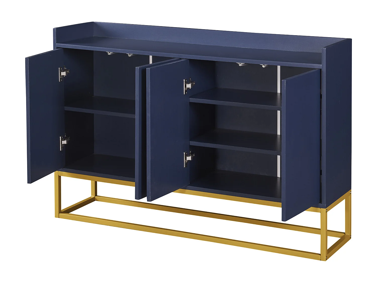 Buffet 120x30x80 cm avec Deux étagères réglables Panneaux de particules Bleu marine pour Salon et salle à manger