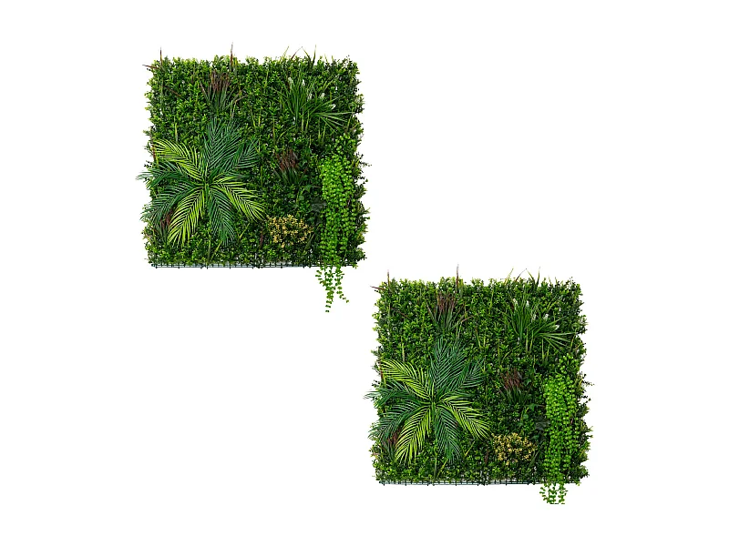 2 Panneaux Muraux Végétal Artificiel 100 x 100cm l Alina