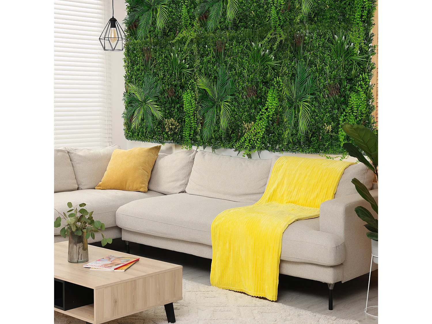 2 Panneaux Muraux Végétal Artificiel 100 x 100cm l Alina