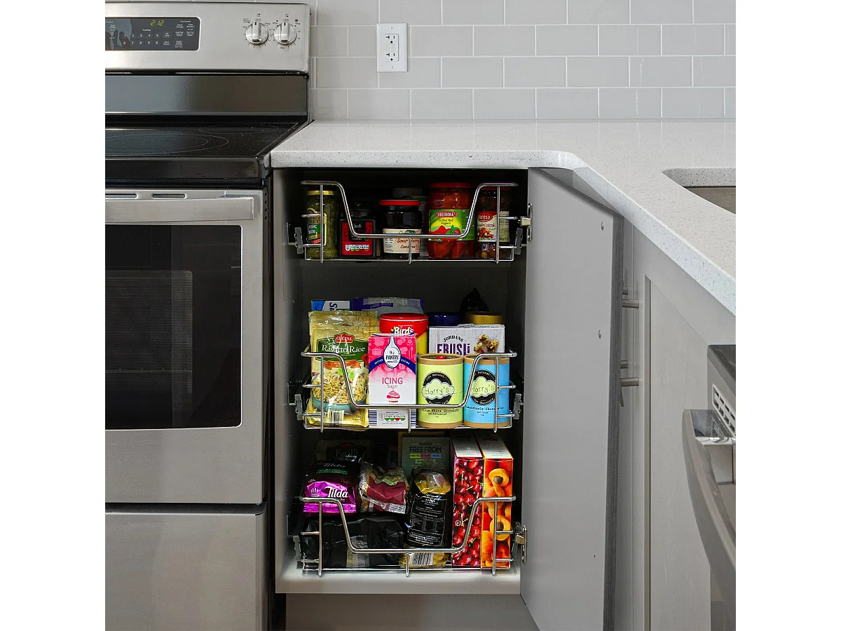 2 x KuKoo Kitchen Pull Out Storage Baskets – 500mm Wide Cabinet