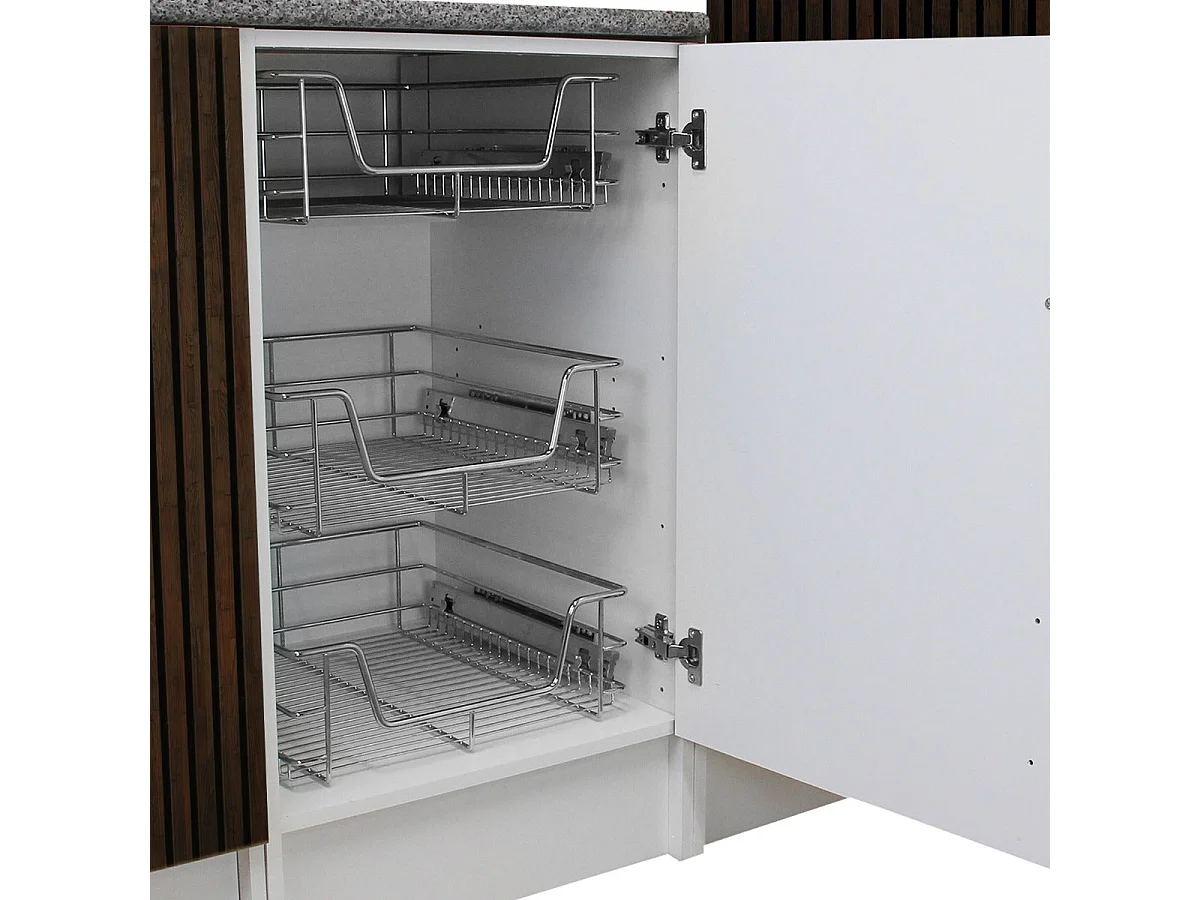 2 x KuKoo Kitchen Pull Out Storage Baskets – 500mm Wide Cabinet