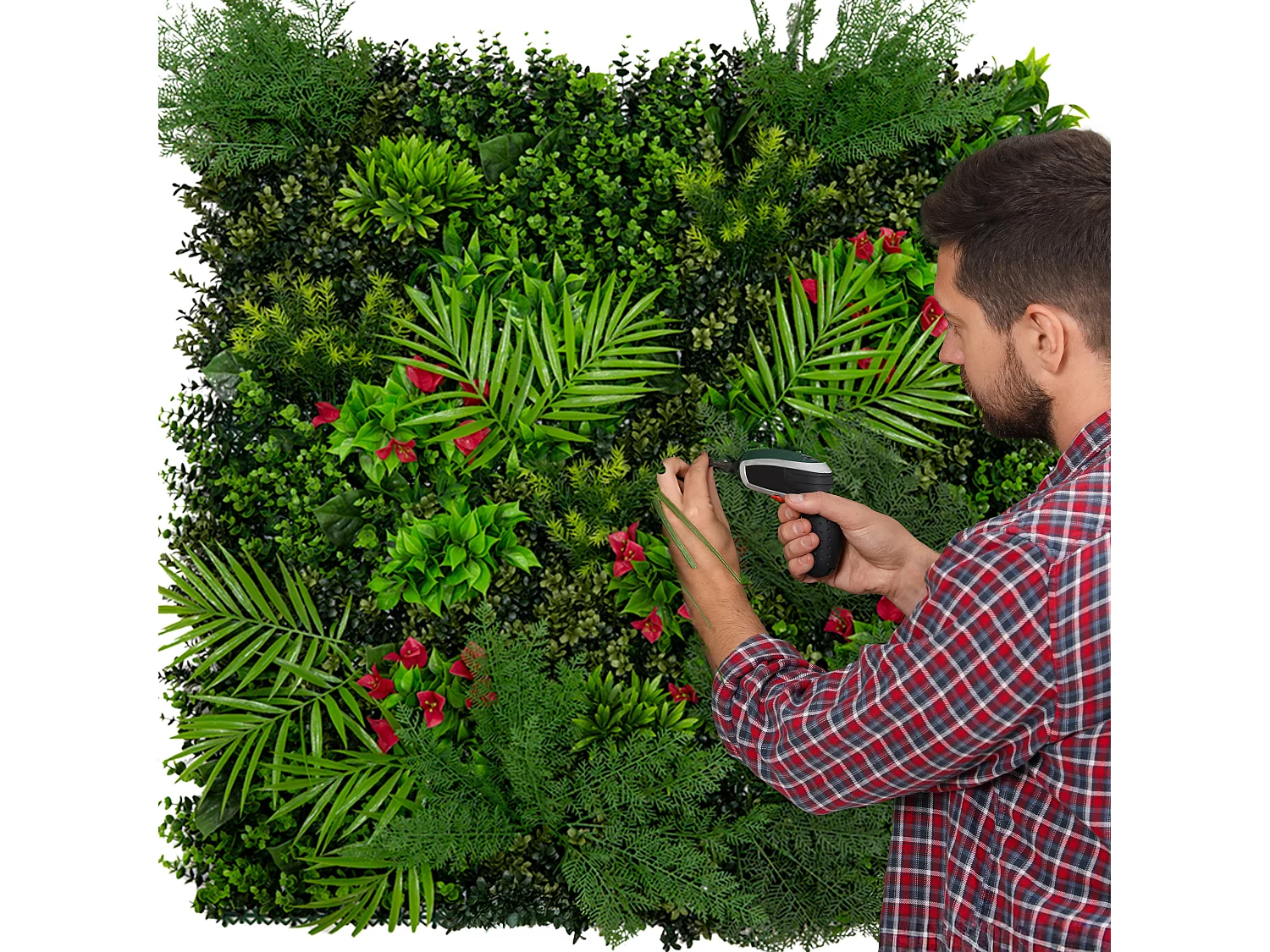 Panneau Mural Végétal Artificiel 100 x 100cm l Mira