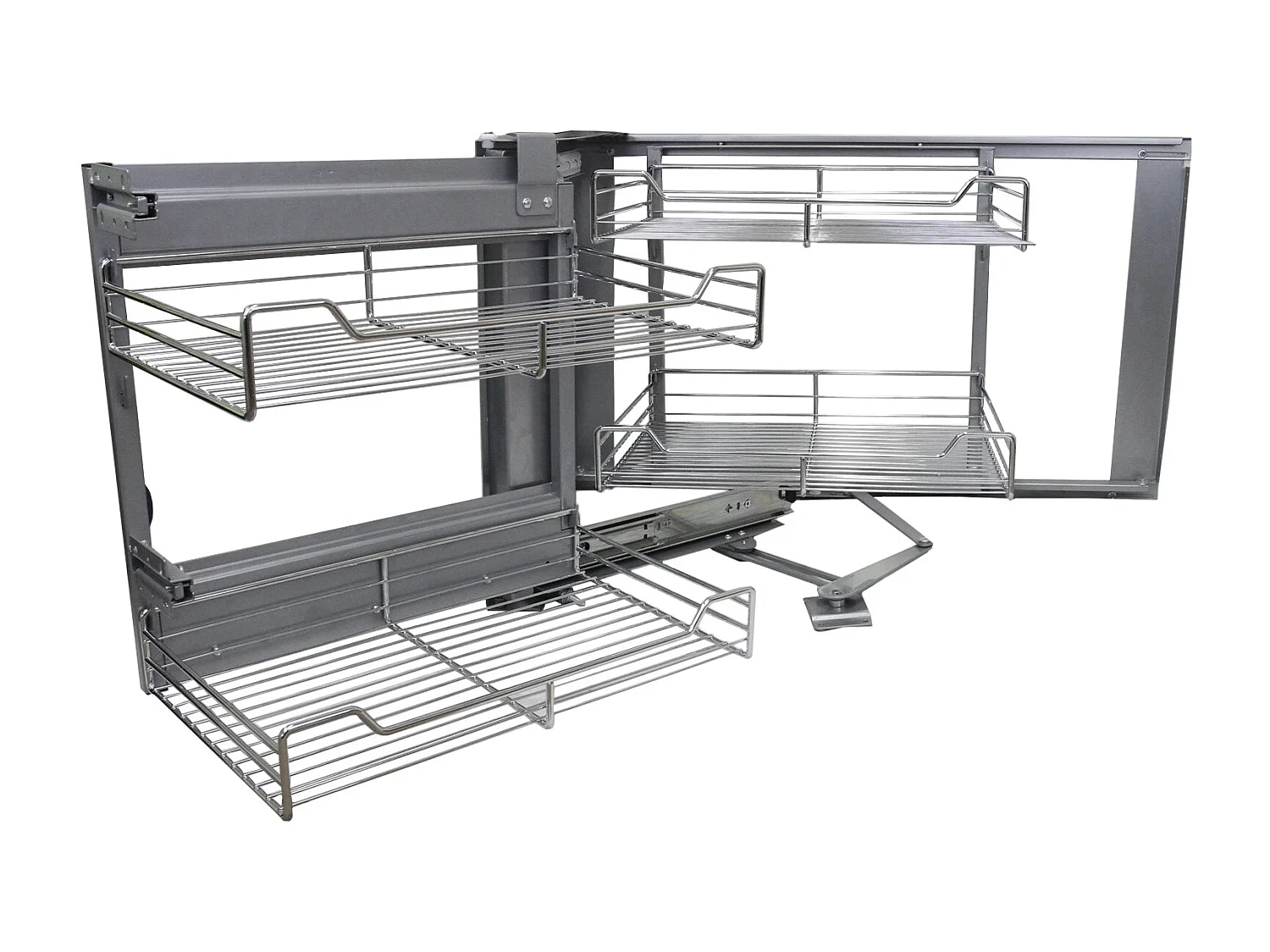 4 Cestelli KuKoo in Acciaio Inox per Mobile ad Angolo Cieco 90-100cm Mano Sx