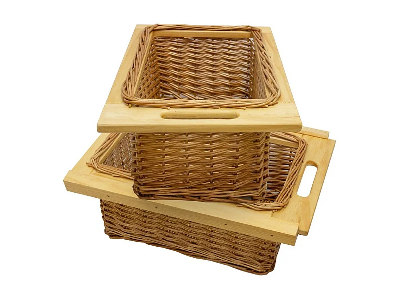 2 x Ausziehbare Schrankkörbe Weidenkörbe / 400mm