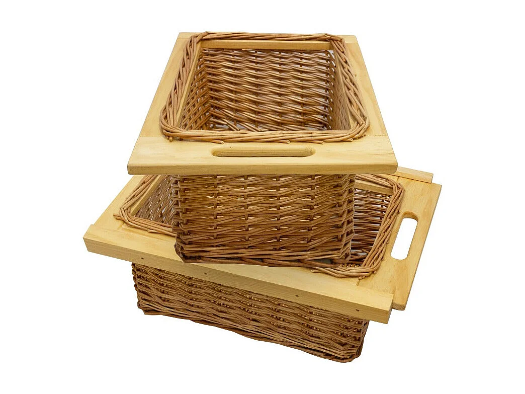 2 x Ausziehbare Schrankkörbe Weidenkörbe / 400mm