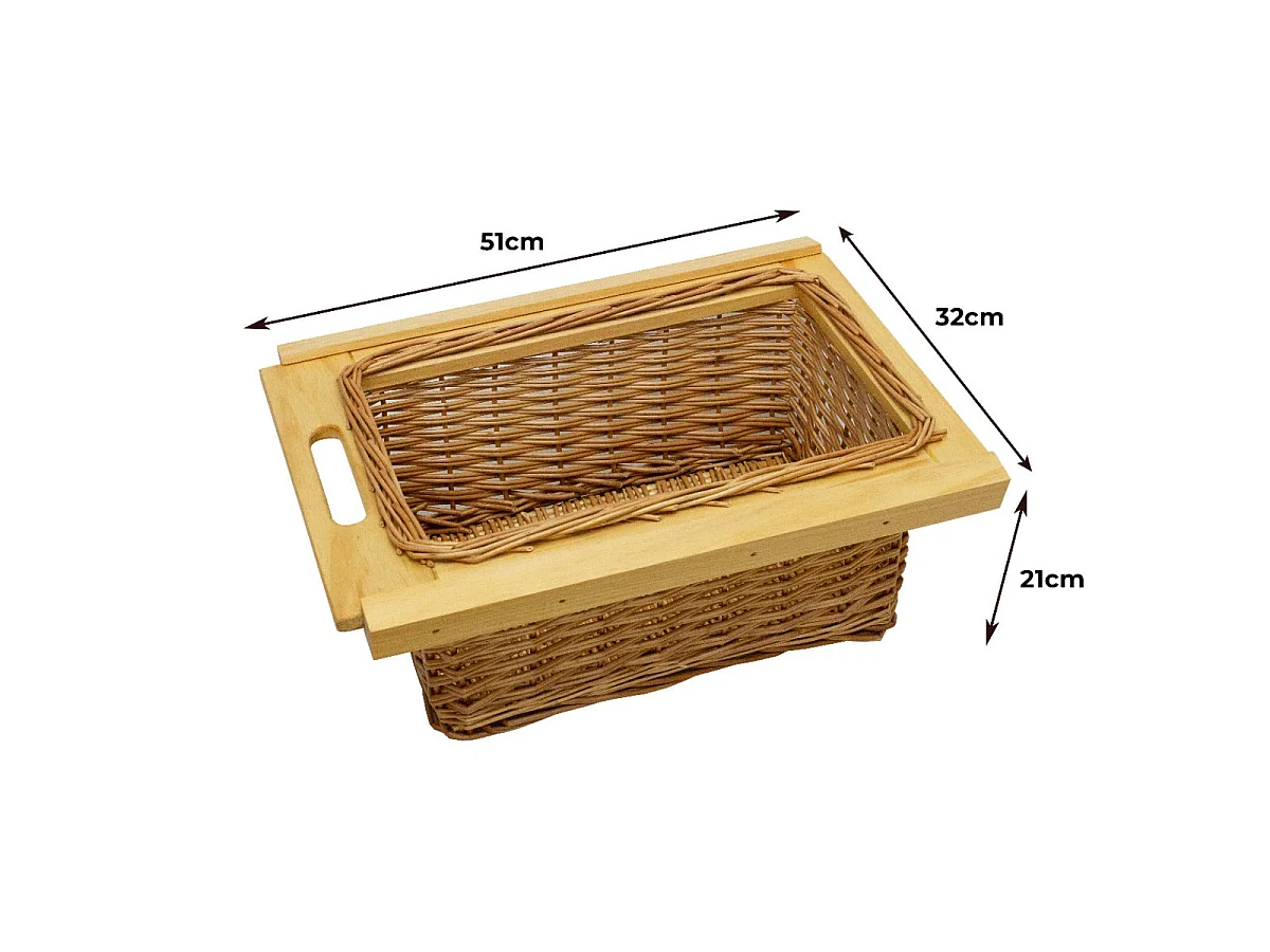 Lot de 2 Paniers de Rangement Coulissants en Pin 40cm Brun Solide