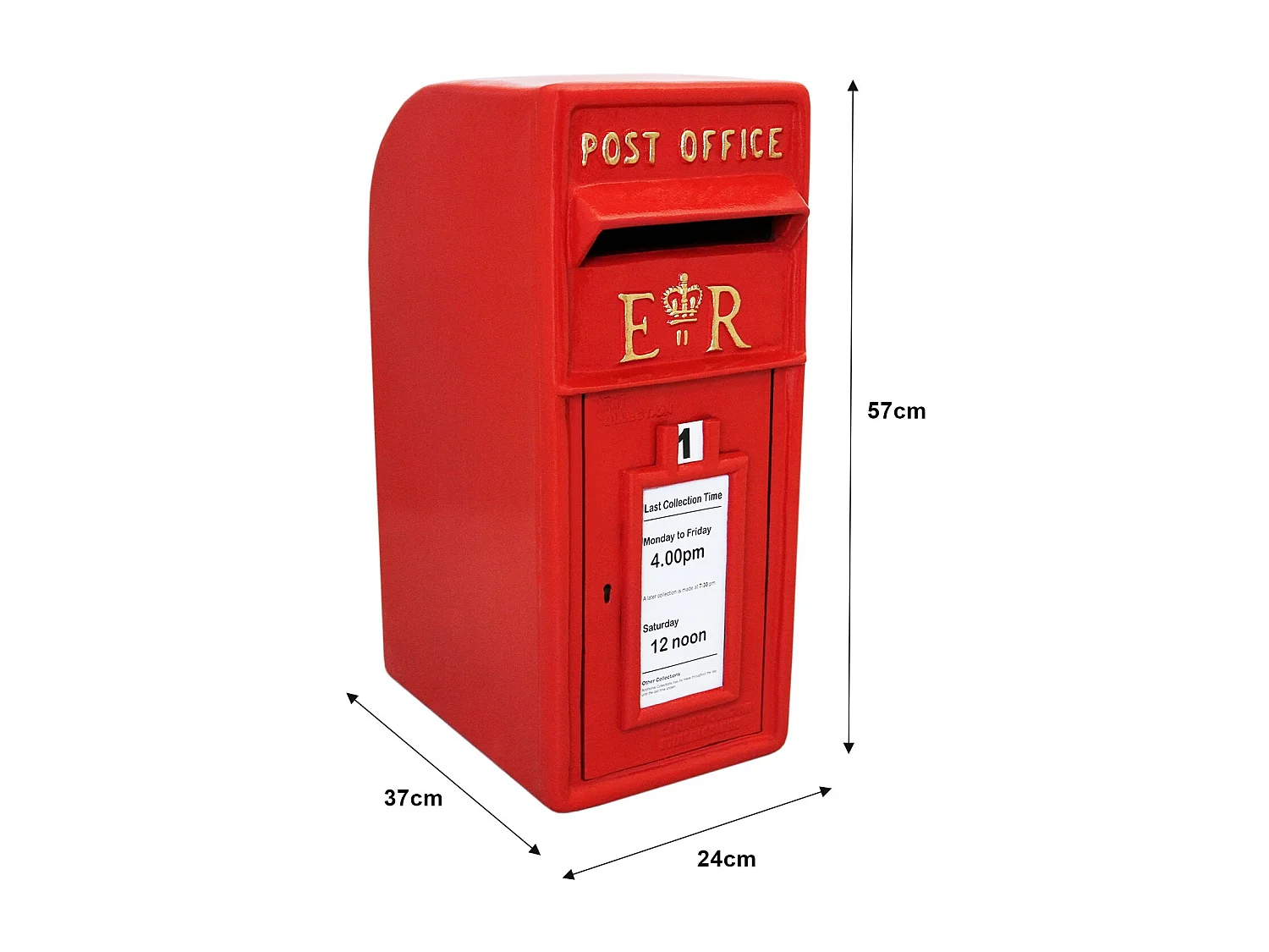 Czerwona skrzynka pocztowa Royal Mail z podstawką