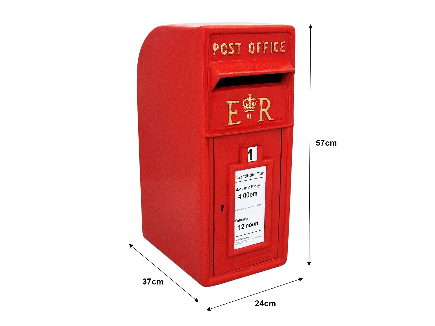 Červená poštová schránka Royal Mail so stojanom