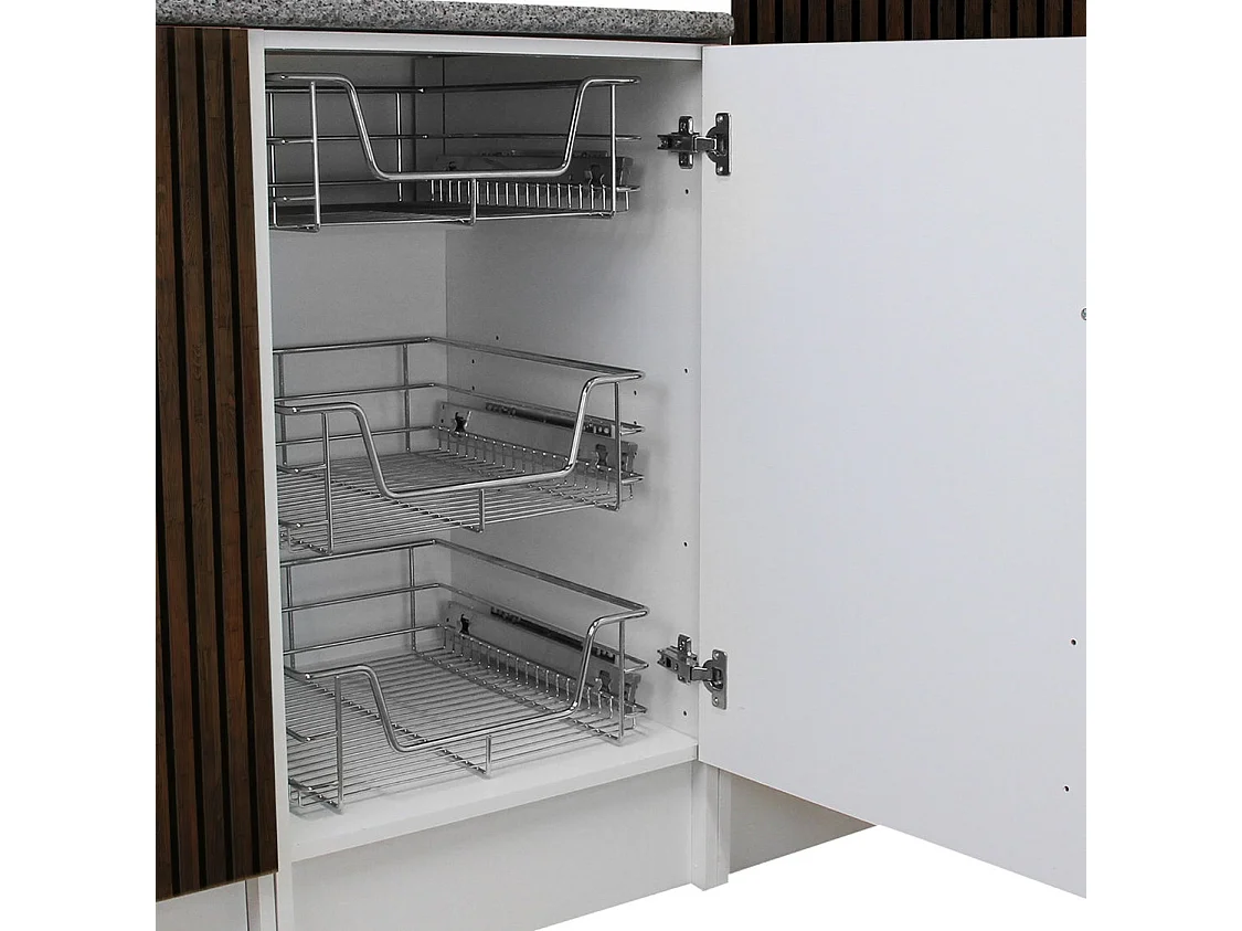 3 x wysuwane kosze do przechowywania KuKoo Kitchen – szafka o szerokości 600 mm