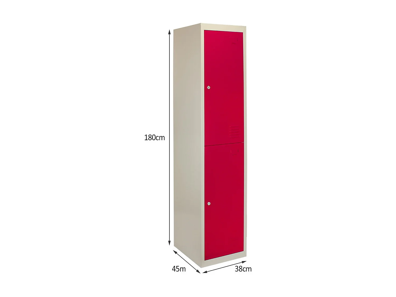 Casier de Rangement de 2 Portes en Acier Rouge