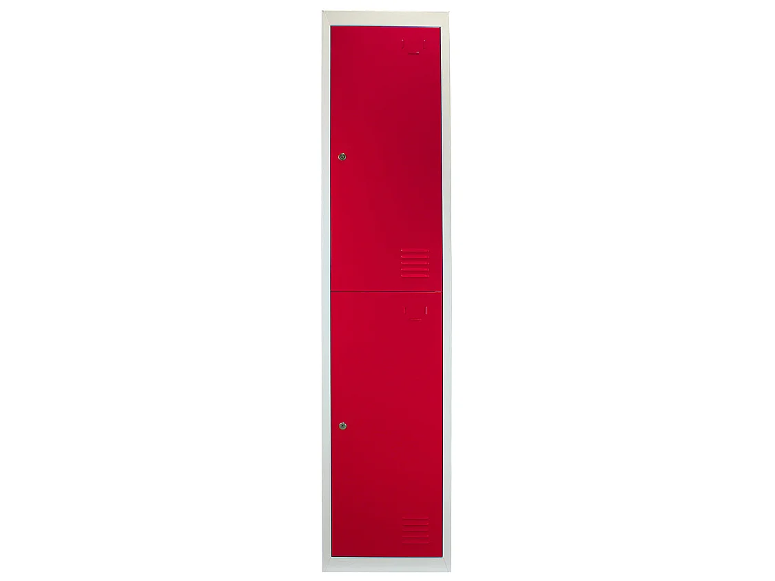 Casiers Métalliques Rouge & Gris 2 Portes Verrouillable pour Ecole, Vestiaire