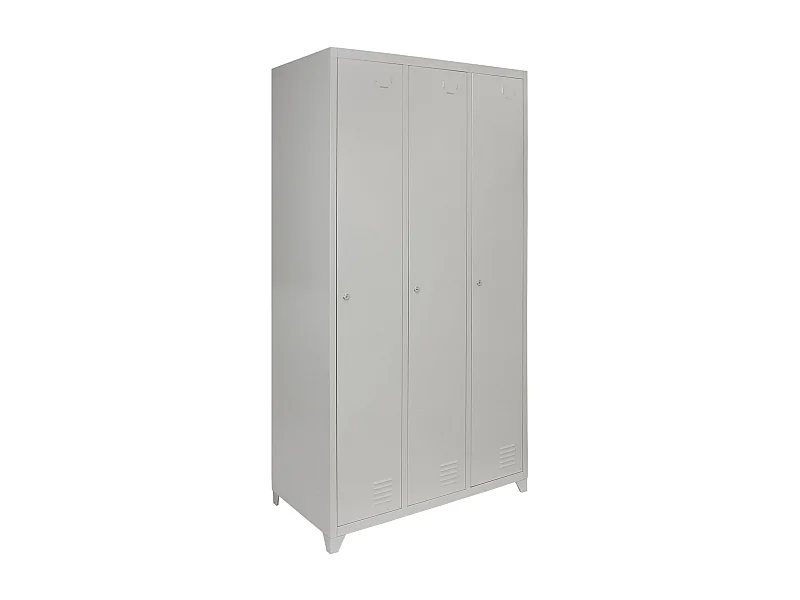 3x 3-türiger Schließfachschrank Spind in Grau