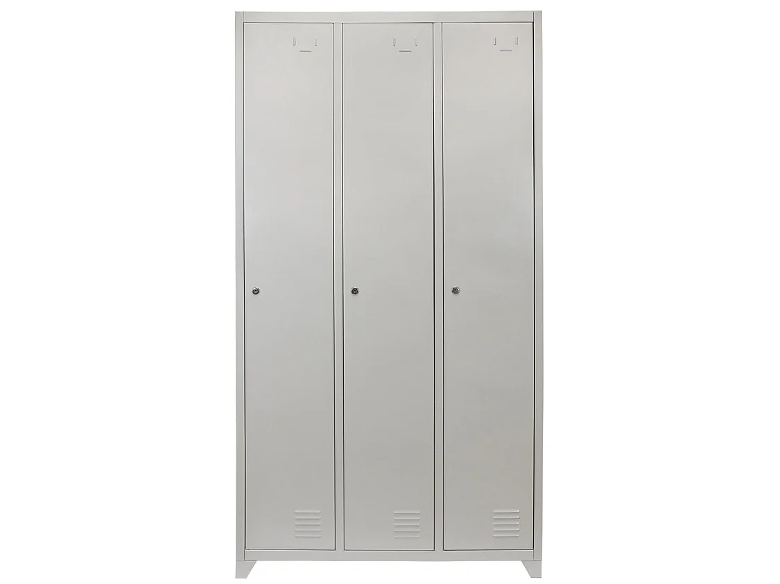 3x 3-türiger Schließfachschrank Spind in Grau