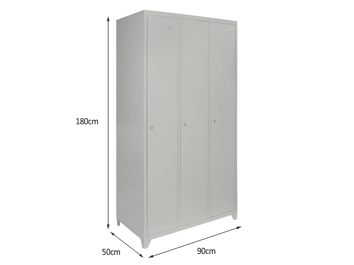3x 3-türiger Schließfachschrank Spind in Grau