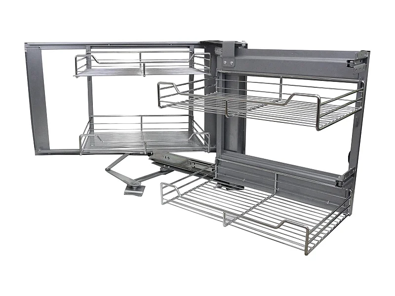 4 Cestelli KuKoo in Acciaio Inox per Mobile ad Angolo Cieco 90-100cm Mano Dx