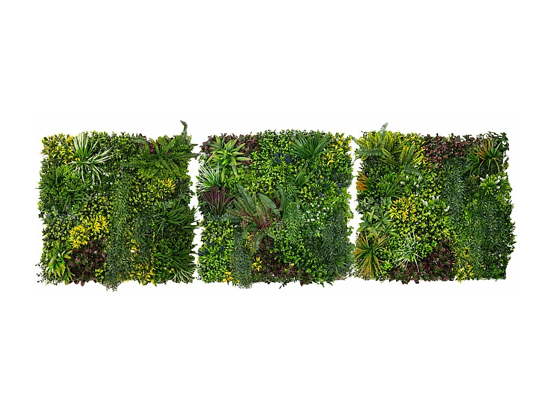 3 Panneaux Muraux Végétal Artificiel 100 x 100cm l Cassia