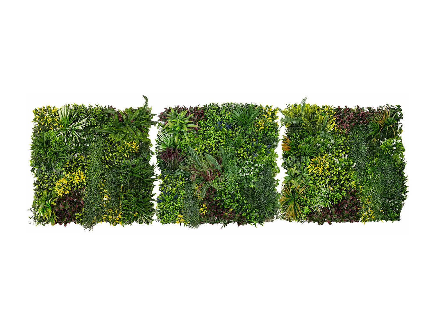 3 Panneaux Muraux Végétal Artificiel 100 x 100cm l Cassia