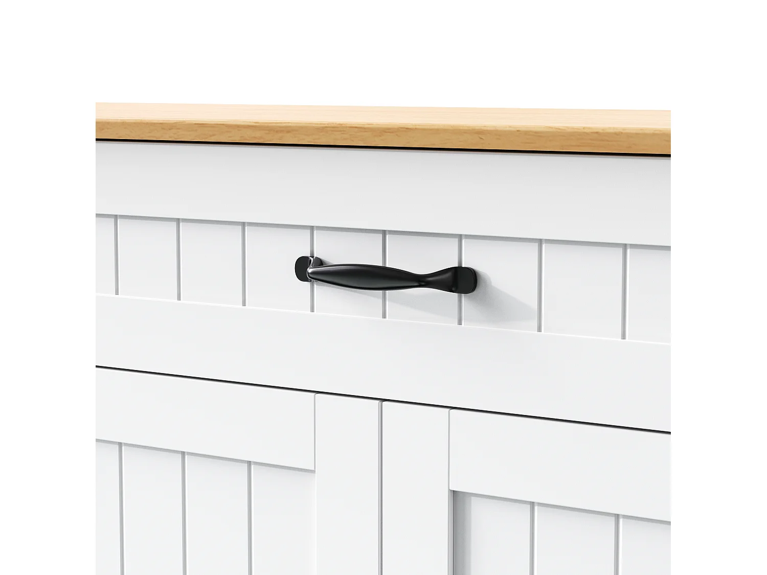 Buffet 3 portes avec 1 tiroir, charnières grand angle, étagères réglables, MDF, blanc et naturel