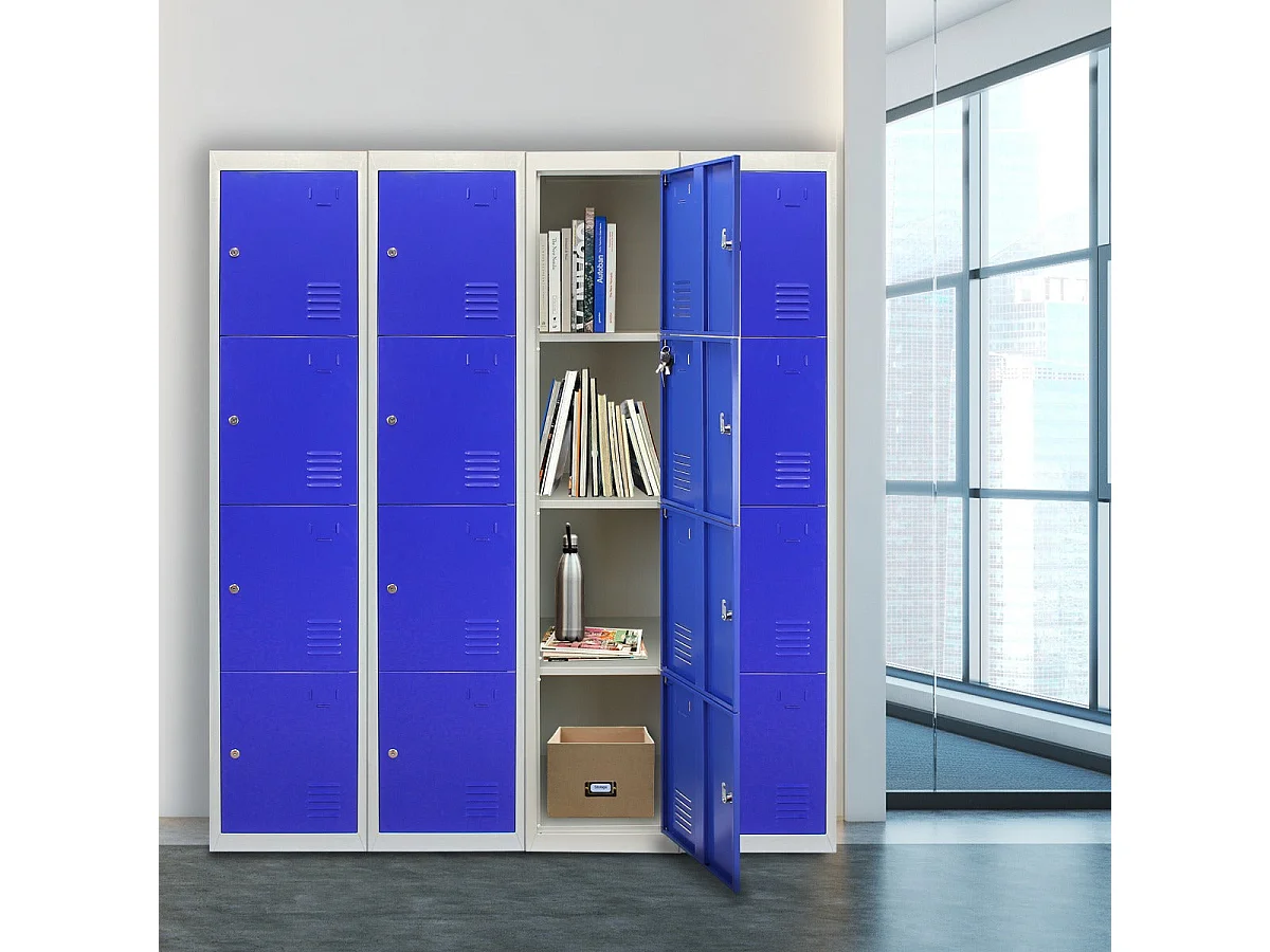 4-türiger Schließfachschrank Spind - Blau
