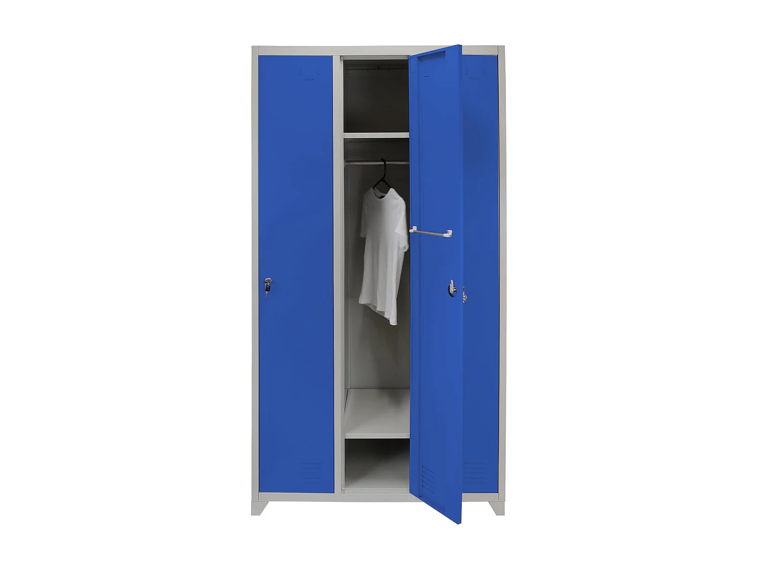 3x 3-türiger Schließfachschrank Spind in Blau