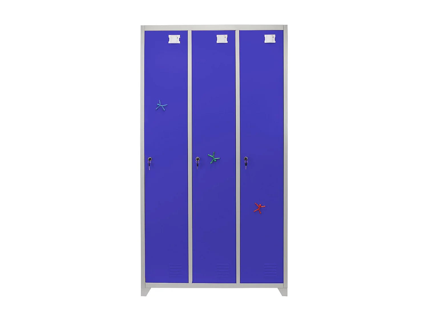 3x 3-türiger Schließfachschrank Spind in Blau