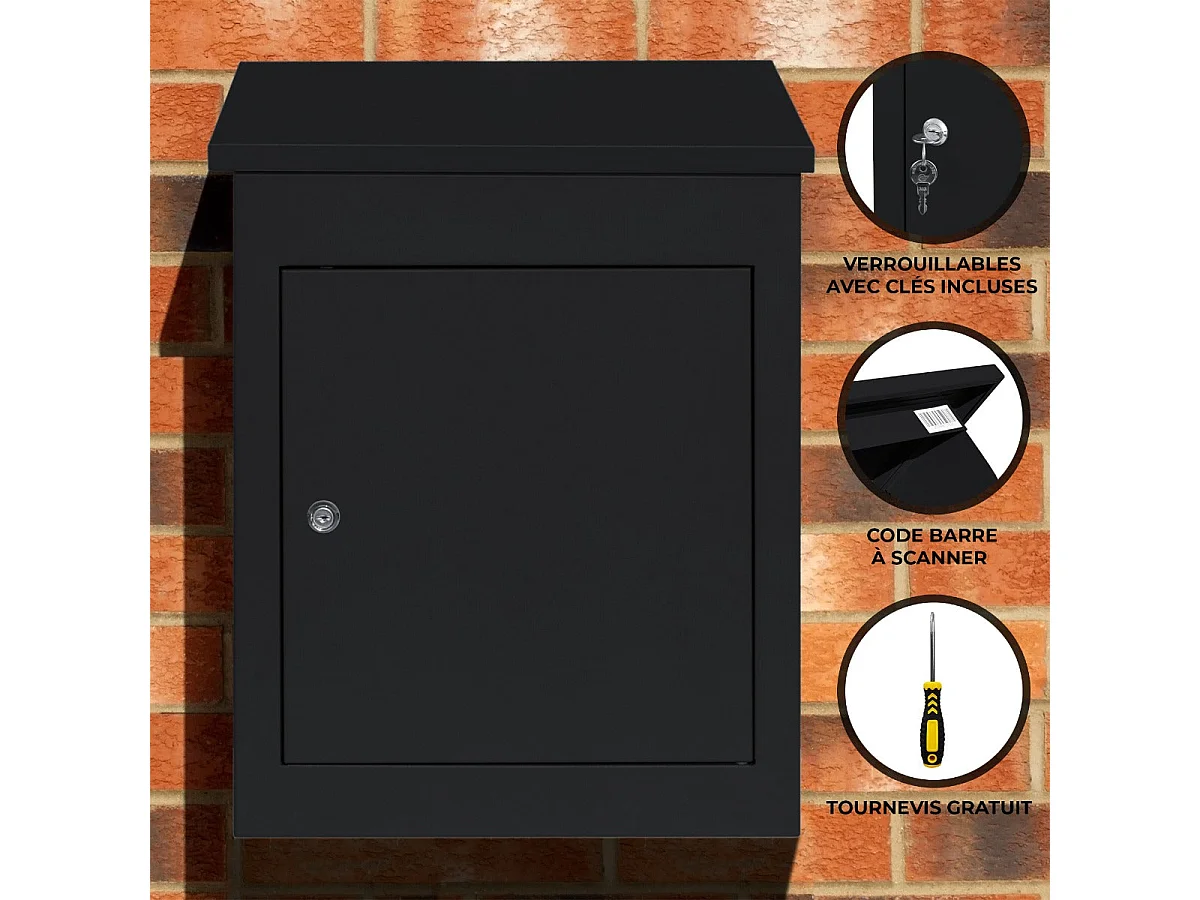 Boîte à Colis Anti-vol Noire - Livrée à Plat