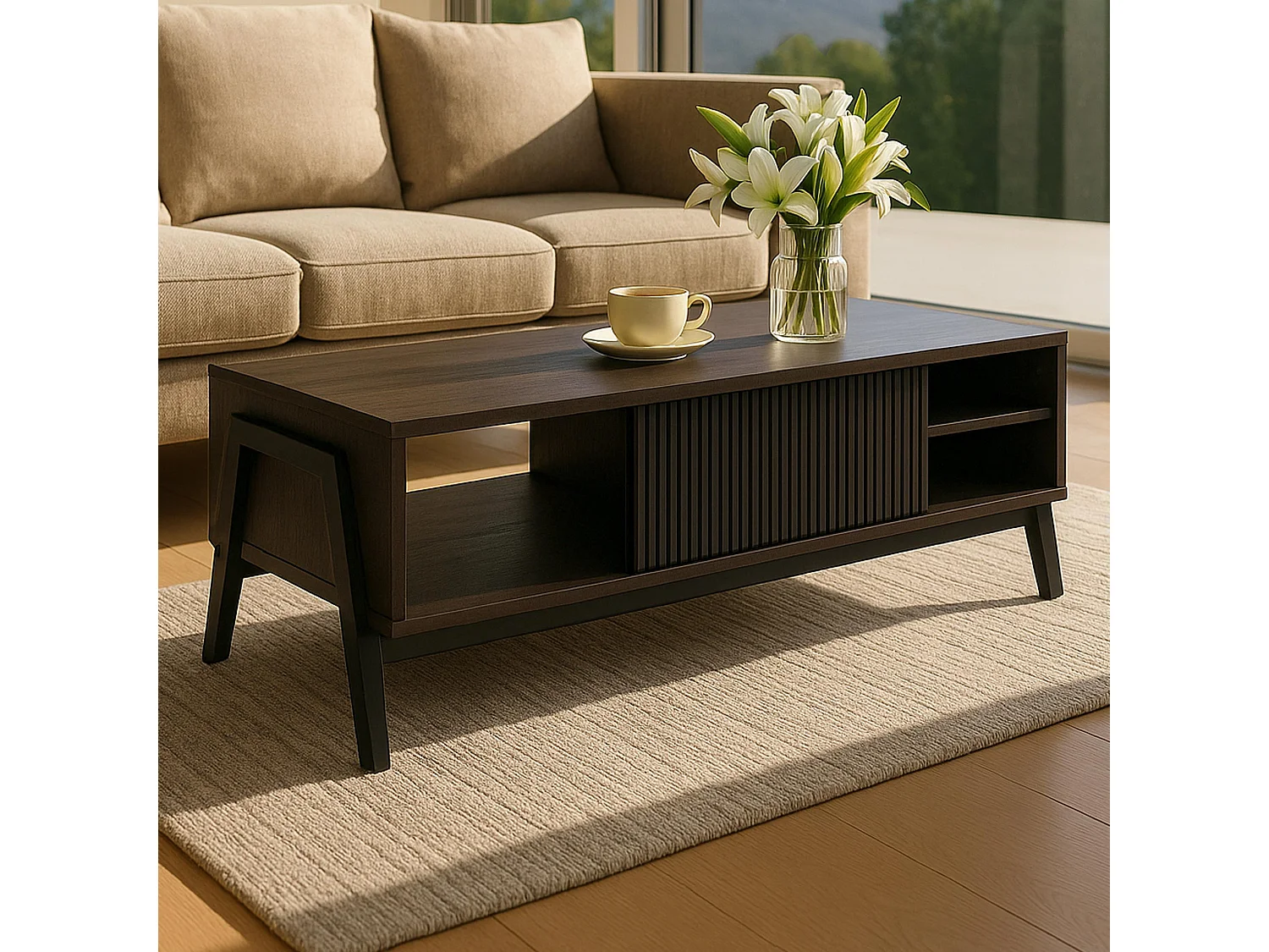 Couchtisch MCW-O40, Walnuss-Optik