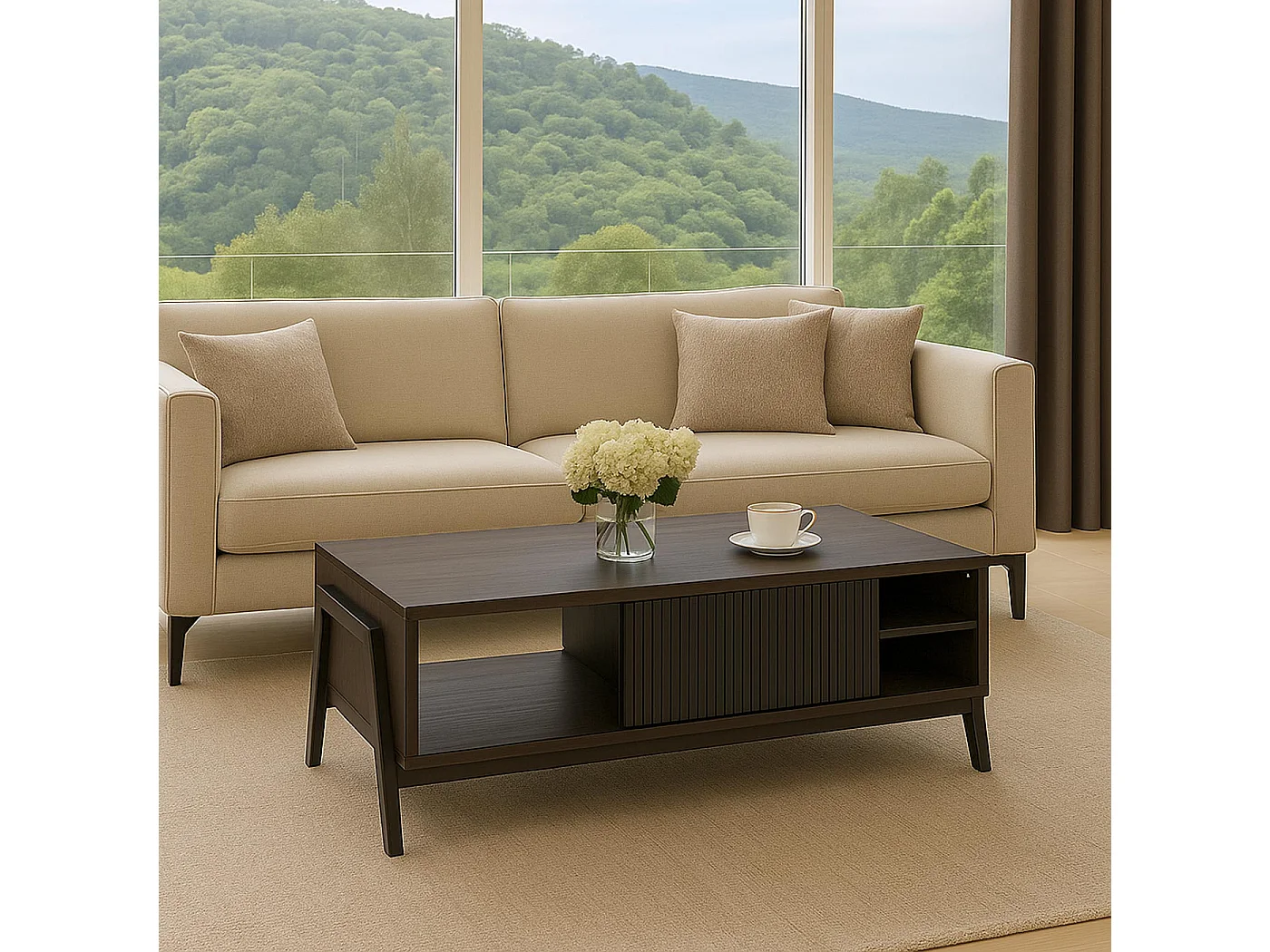 Couchtisch MCW-O40, Walnuss-Optik