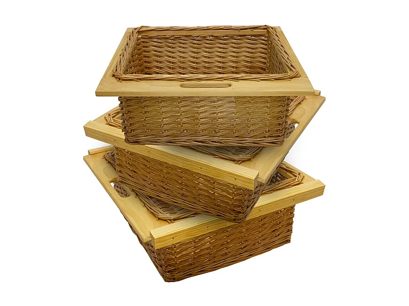 3 x Ausziehbare Schrankkörbe Weidenkörbe / 600mm