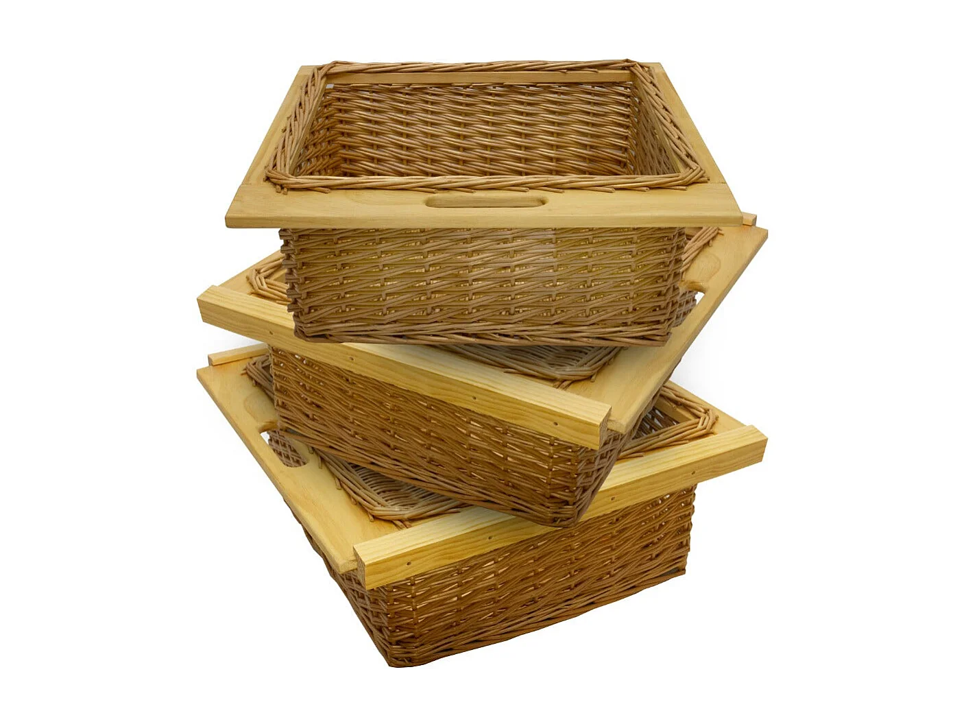 3 x Ausziehbare Schrankkörbe Weidenkörbe / 600mm