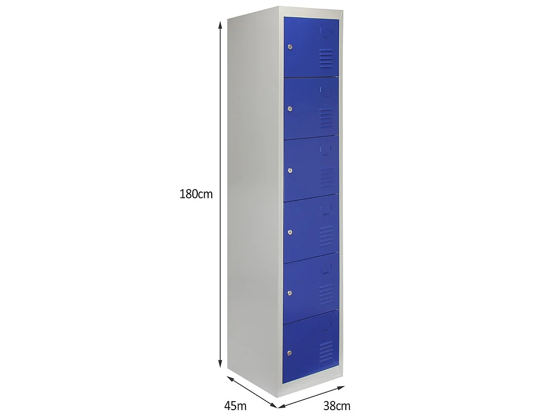 6-türiger blauer Stahlschrank