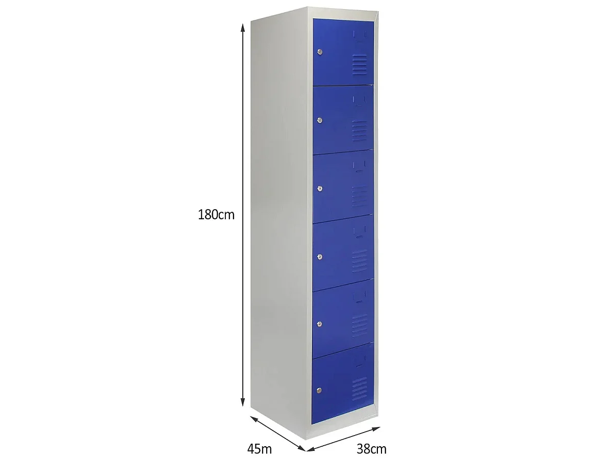 6-türiger blauer Stahlschrank