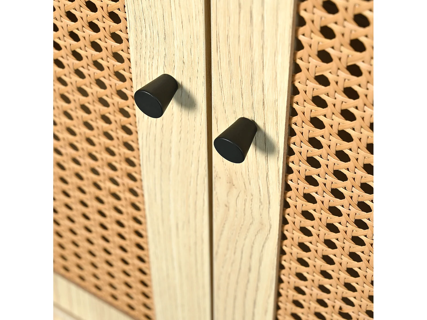 Buffet 120x40x80 cm, 1 tiroir, 2 portes magnétiques, étagères réglables, MDF, chêne