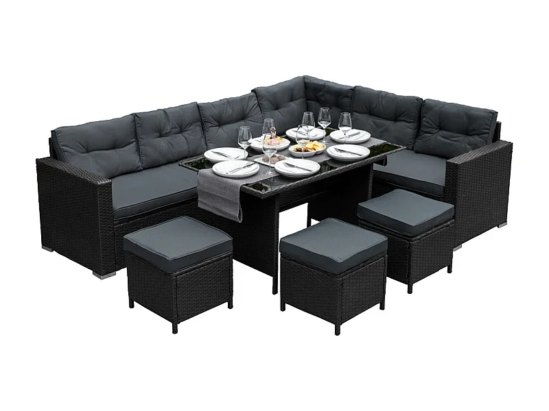 Polyrattan Gartenmöbel Set - Schwarz